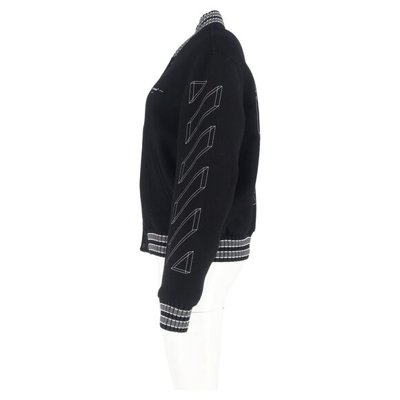 Off-White Diagonal 3D Lin Skinny Varsity Jacket in Black Wool